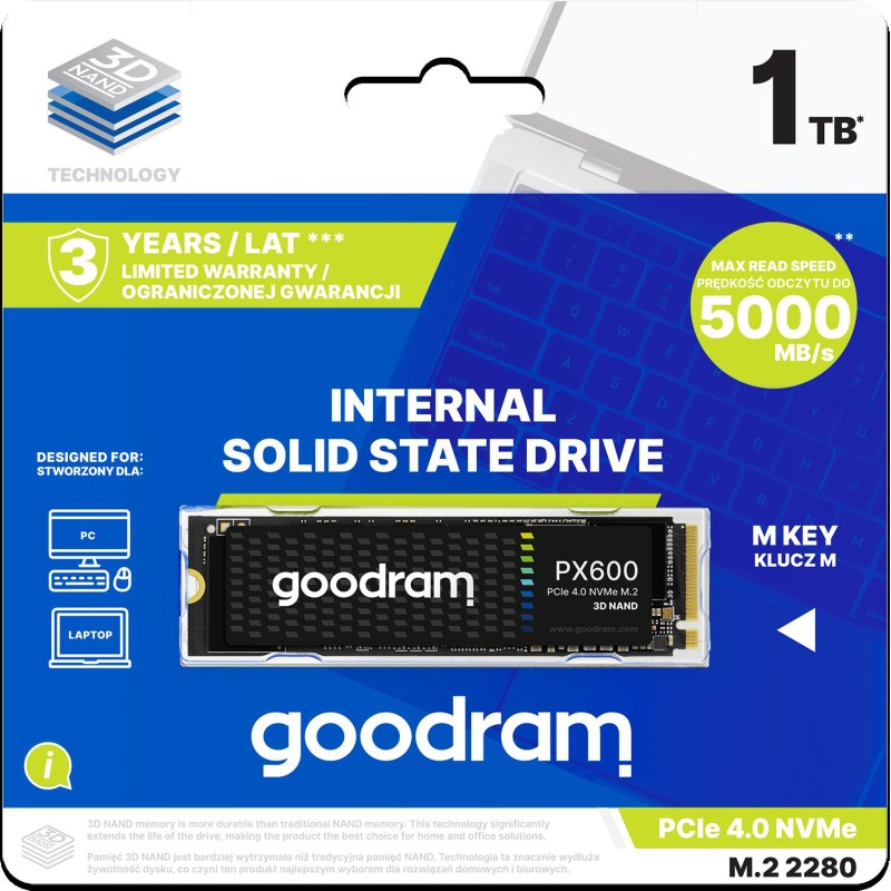 GOODRAM Dysk SSD PX600 1TB M.2 PCIe 4x4 NVMe 2280 GOODRAM Dysk SSD PX600 1TB M.2 PCIe 4x4 NVMe 2280