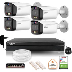 Zestaw monitoringu IP Dahua TIOC 5mpx 2K 4 kamery IPC-HFW3549T1-AS-PV-0280B-S5 rejestrator z dyskiem do pracy ciągłej
