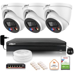 Zestaw monitoringu IP Dahua TIOC 8mpx 4K 3 kamery IPC-HDW3849H-AS-PV-0280B-S5 rejestrator z dyskiem do pracy ciągłej