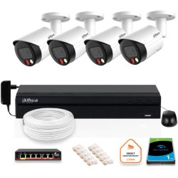Zestaw monitoringu IP Dahua 8mpx 4K 4 kamery IPC-HFW2849S-S-IL z dyskiem 1TB