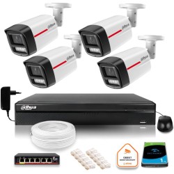 Zestaw monitoringu IP DAHUA 4 kamery zewnętrzne WizColor 2K 4MPx 50m