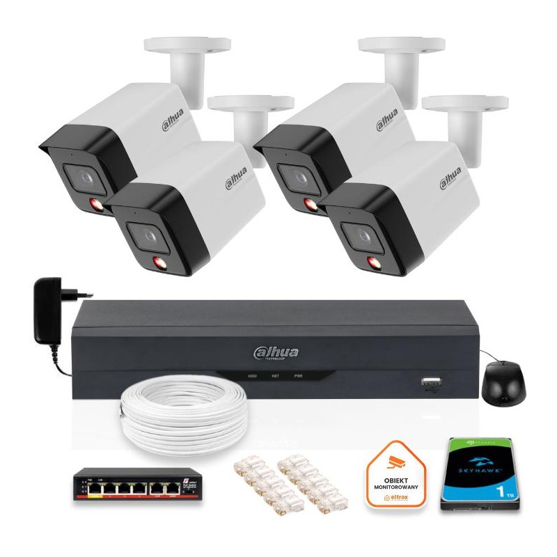 ZESTAW 4 Kamery IP Dahua 6mpx IPC-HFW1639TC-A-IL-0280B-S6 + DYSK
