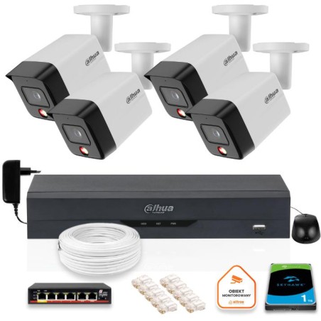 ZESTAW 4 Kamery IP Dahua 6mpx IPC-HFW1639TC-A-IL-0280B-S6 + DYSK