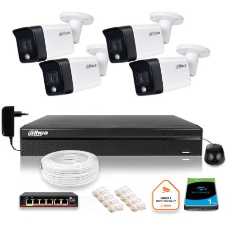 Zestaw monitoringu IP Dahua 4 kamery tubowe 6Mpx