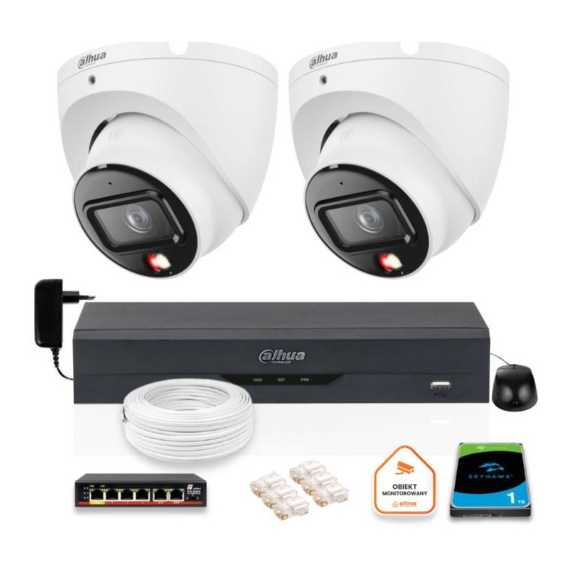ZESTAW 2 Kamery IP Dahua 6mpx IPC-HDW1639T-A-IL-0280B-S6 + DYSK