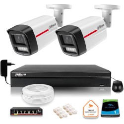 Zestaw monitoringu IP DAHUA 2 kamery zewnętrzne WizColor 2K 4MPx 50m