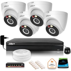 Zestaw monitoringu IP Dahua 2MPx 4 Kamery zewnętrzne oświetlenie IR LED 30m
