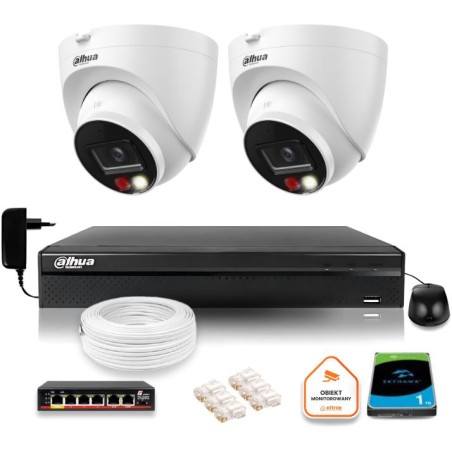 ZESTAW 2 Kamery IP Dahua 8mpx IPC-HDW1839T-A-IL-0280B-S6 + DYSK