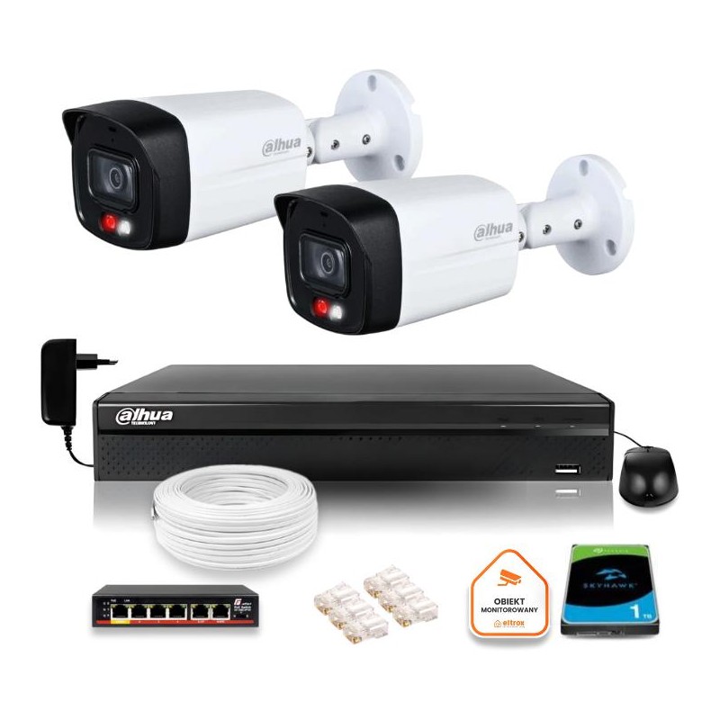 Zestaw monitoringu IP DAHUA 2 kamery IPC-HFW1439TL1-A-IL 4Mpx