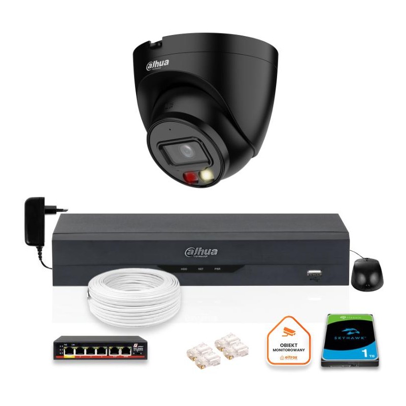 ZESTAW Kamera IP Dahua 4mpx IPC-HDW1439V-A-IL-BLACK + DYSK