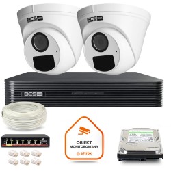Zestaw monitoringu IP BCS Basic 2x Kamera BCS-B-EIP15FR3(2.0) Rejestrator z dyskiem