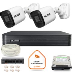 Zestaw monitoringu IP BCS Basic 2x Kamera BCS-B-TIP15FR3(2.0) Rejestrator z dyskiem