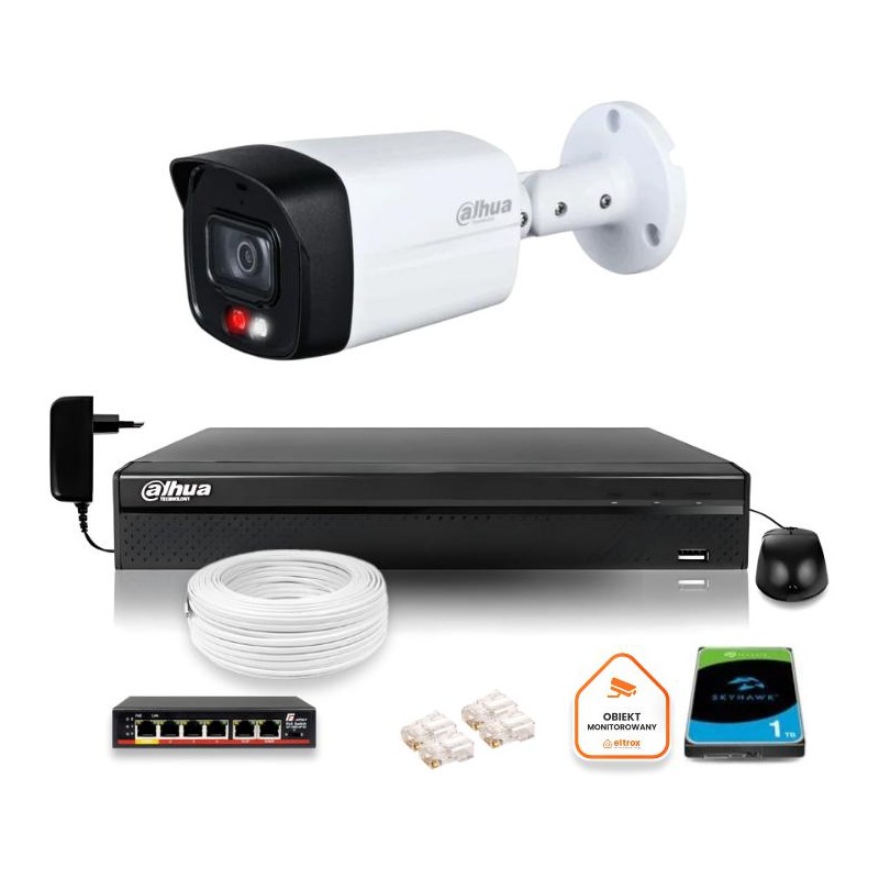 Zestaw monitoringu IP DAHUA kamera 4MPx 2K IPC-HFW1439TL1-A-IL z dyskiem 1TB