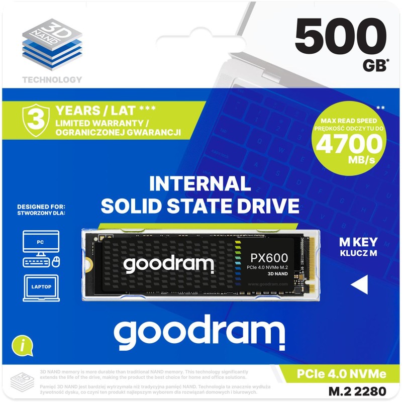 GOODRAM Dysk SSD PX600 500GB M.2 PCIe 4x4 NVMe 2280 GOODRAM Dysk SSD PX600 500GB M.2 PCIe 4x4 NVMe 2280