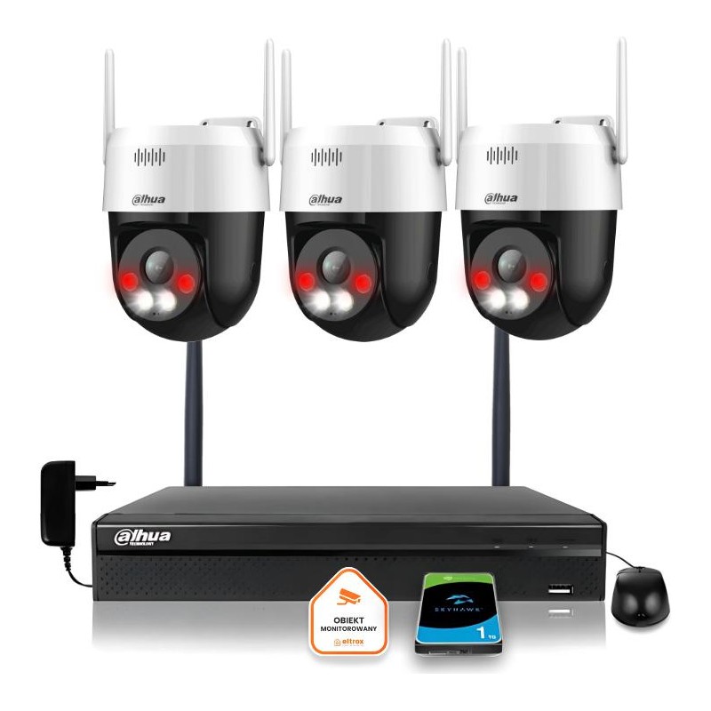 Zestaw monitoringu IP Dahua Bezprzewodowa 3 kamery 5MPx P5AE-PV i rejestrator z 1TB