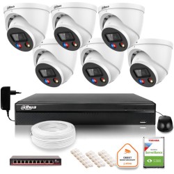Zestaw monitoringu IP Dahua TIOC 5mpx 2K 6 kamer IPC-HDW3549H-AS-PV-0280B-S5 rejestrator z dyskiem do pracy ciągłej