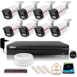 Zestaw monitoringu IP DAHUA 8 kamer zewnętrznych LED 50m WizColor 2K