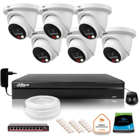 Zestaw monitoringu IP Dahua 8mpx 4K 6 kamer IPC-HDW2849TM-S-IL z dyskiem 1TB
