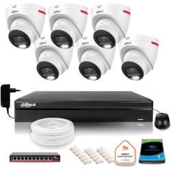 Zestaw monitoringu IP DAHUA 6 kamer zewnętrznych WizColor 2K 30m
