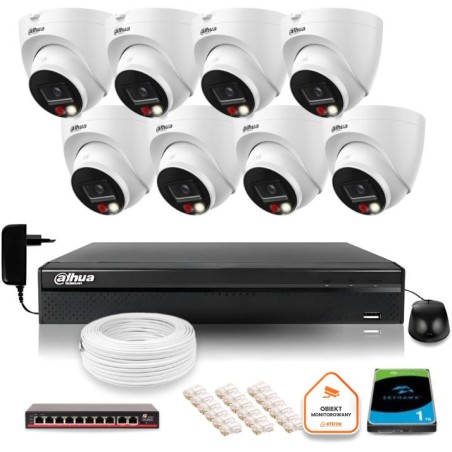 ZESTAW 8 Kamer IP Dahua 8mpx IPC-HDW1839T-A-IL-0280B-S6 + DYSK