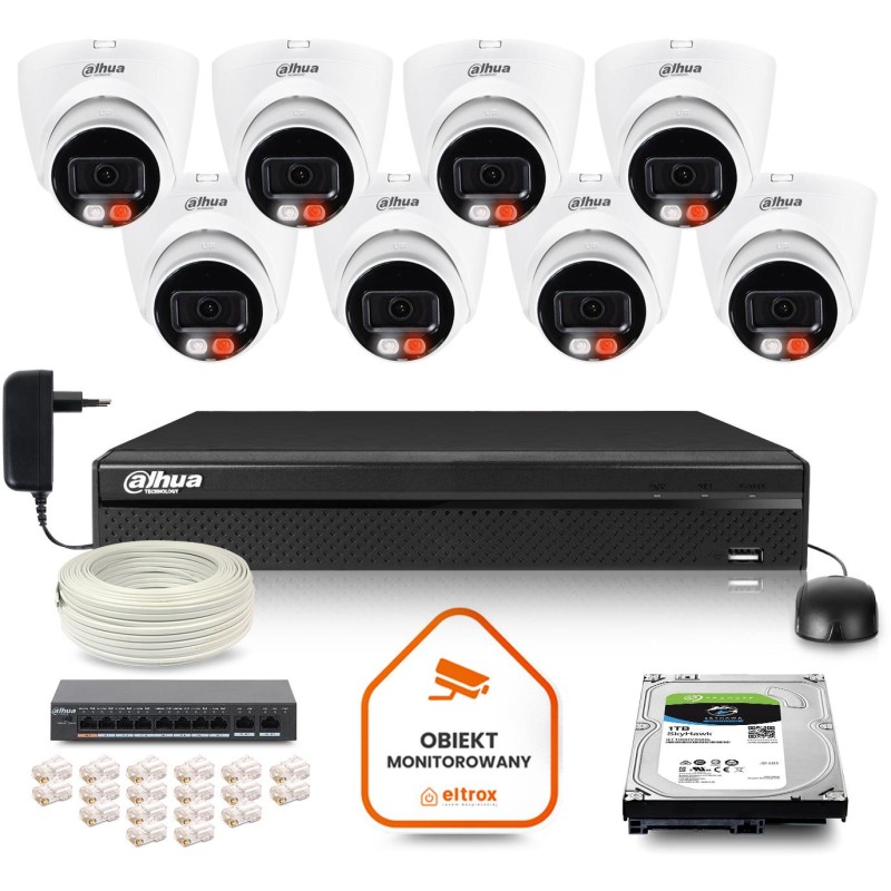 Zestaw monitoringu IP DAHUA 8 kamer IPC-HDW1439V-A-IL 4Mpx
