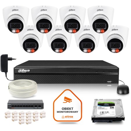Zestaw monitoringu IP DAHUA 8 kamer IPC-HDW1439V-A-IL 4Mpx