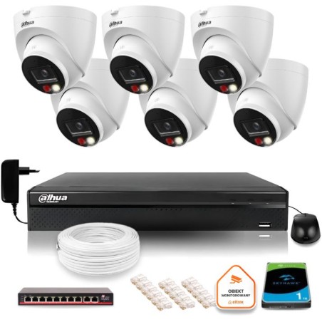 ZESTAW 6 Kamer IP Dahua 8mpx IPC-HDW1839T-A-IL-0280B-S6 + DYSK