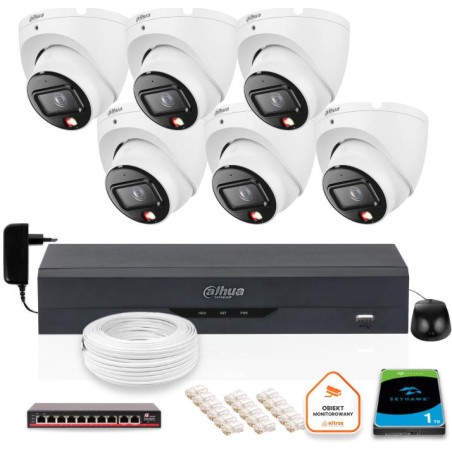 ZESTAW 6 Kamer IP Dahua 6mpx IPC-HDW1639T-A-IL-0280B-S6 + DYSK