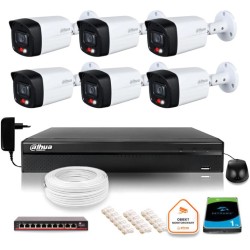 Zestaw monitoringu IP Dahua 2MPx 6 Kamer zewnętrznych Smart Dual Light IR LED 30m