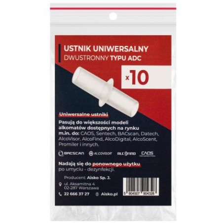 Ustnik uniwersalny dwustronny typu ADC AISKO do alkomatów opakowanie (10 szt.)