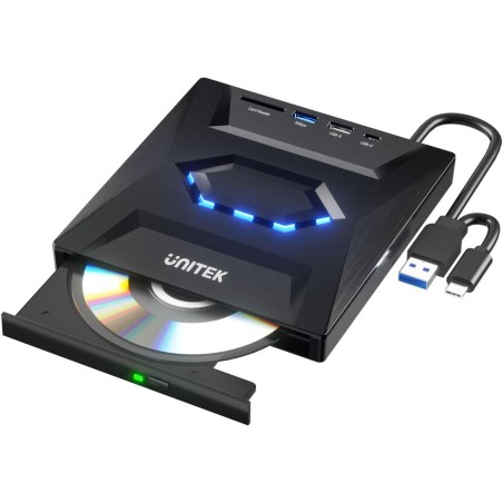 Unitek Nagrywarka zewnętrzna DVD/CD, Hub USB 5Gbps, czytnik kart SD T1037A01