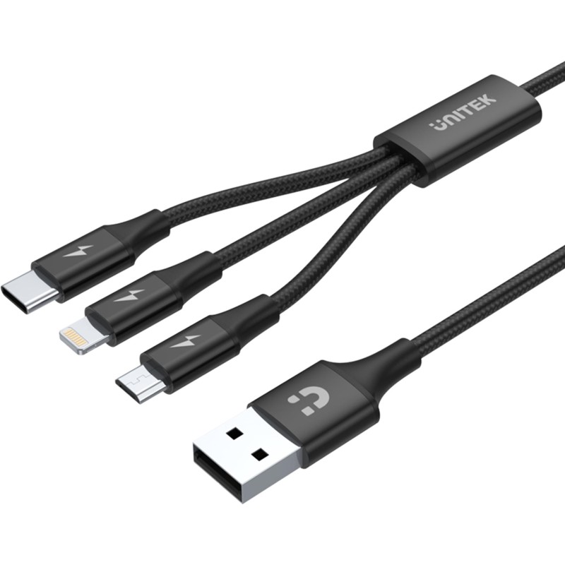 Unitek przewód ładujący USB 3 w 1 czarny