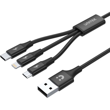 Unitek przewód ładujący USB 3 w 1 czarny