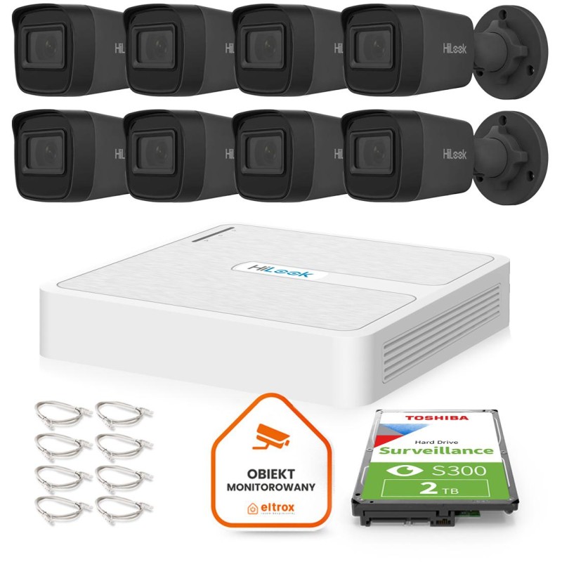 Zestaw do monitoringu Hilook 8 kamer IP IPCAM-B4-P Black 2K+