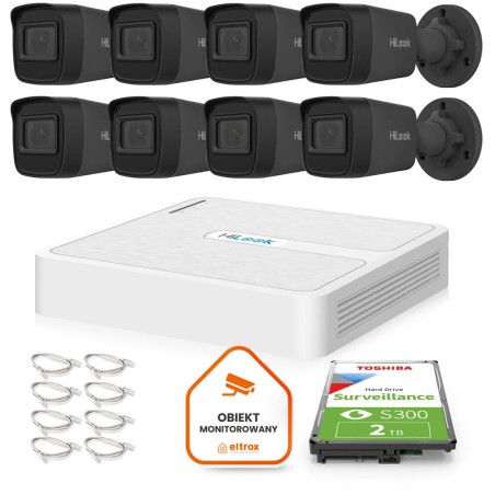Zestaw do monitoringu Hilook 8 kamer IP IPCAM-B4-P Black 2K+