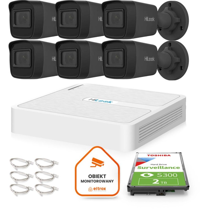 Zestaw do monitoringu Hilook 6 kamer IP IPCAM-B4-P Black 2K+