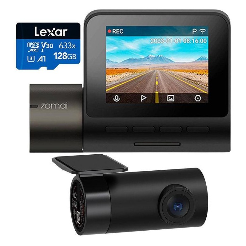 Wideorejestrator 70Mai Dash Cam A200 + kamera wsteczna RC11 + karta Lexar 128GB