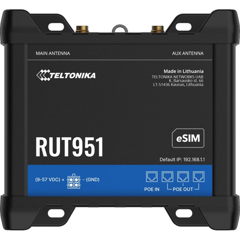 Teltonika RUT951 router przemysłowy 4G / LTE (RUT951000000) Teltonika RUT951 router przemysłowy 4G / LTE (RUT951000000)