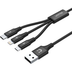 Unitek przewód ładujący USB 3 w 1 czarny