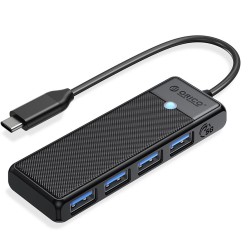 Hub USB-C Orico 4-porty USB-A 3.0 5Gbps czarny