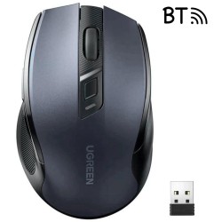 Mysz optyczna Ugreen MU006 bezprzewodowa USB 2.4GHz / Bluetooth 5.0 4000 DPI - czarna