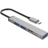 Orico Hub USB-C 3xport USB-A, czytnik microSD, alu