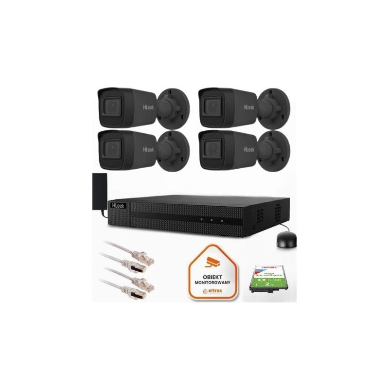 Zestaw do monitoringu Hilook 4 kamery IP IPCAM-B4-P Black 2K+