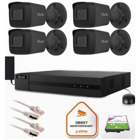 Zestaw do monitoringu Hilook 4 kamery IP IPCAM-B4-P Black 2K+