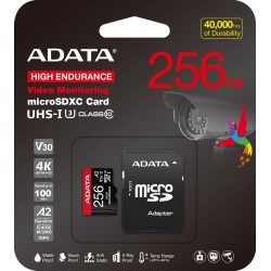 Adata Karta microSD High Endurance 256GB UHS1 U3 V30 A2 100/85MB/s + Adapter
