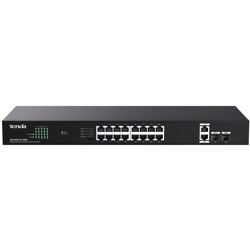 SWITCH POE TENDA TEG1120P-16-150W SWITCH POE TENDA TEG1120P-16-150W