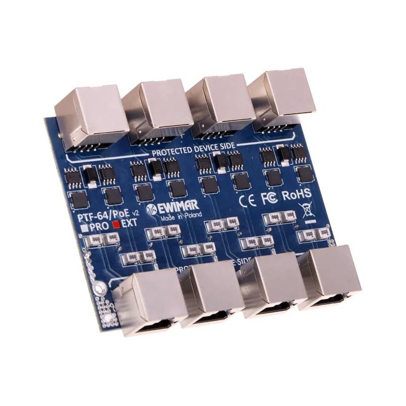 4-kanałowy moduł ogranicznika przepięć sieci LAN Gigabit Ethernet EWIMAR PTF-64-EXT/PoE