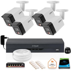 Zestaw monitoringu IP Dahua 4 Kamery zewnętrzne 6mpx dysk twardy