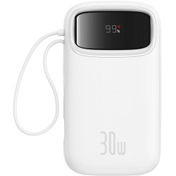 Powerbank Baseus QPow 2 20000mAh 30W z 2 wbudowanymi kablami USB-C - biały