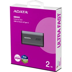Adata Dysk zewnętrzny SSD SE880 2TB USB3.2A/C Gen2x2 Szary